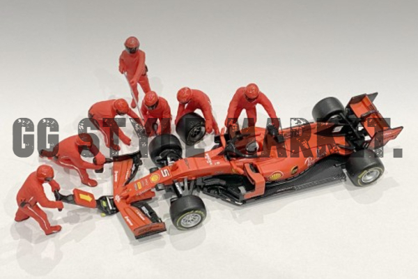 1/18サイズ】7体セットF1 ピットクルーセット1 チームレッド