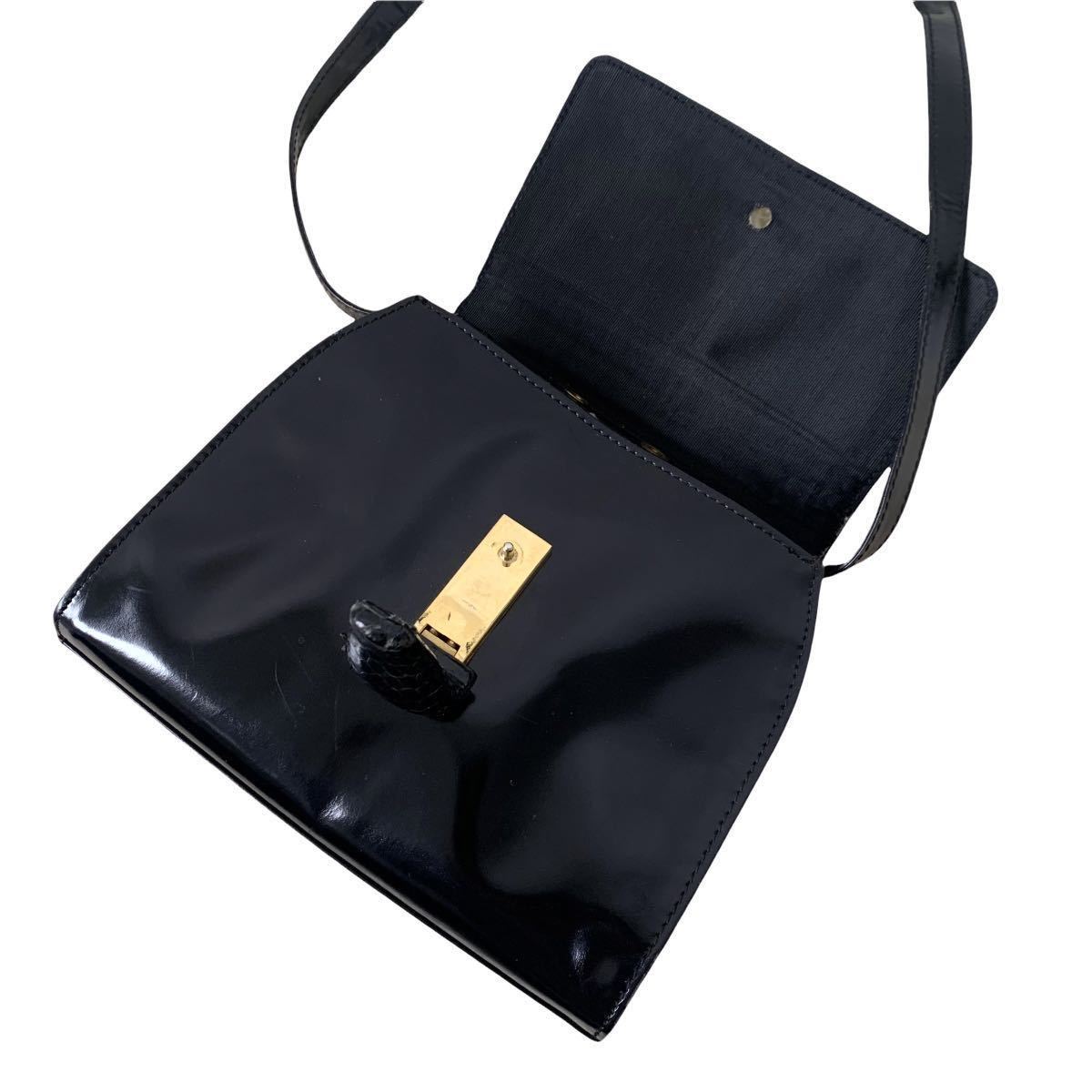 1円～ 希少 最高級 PRADA プラダ ショルダーバッグ パイソン パテント