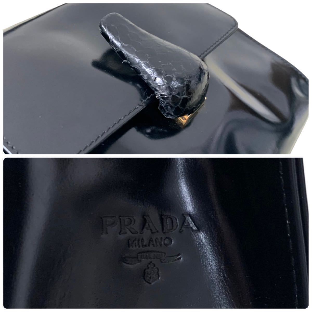 1円～ 希少 最高級 PRADA プラダ ショルダーバッグ パイソン パテント