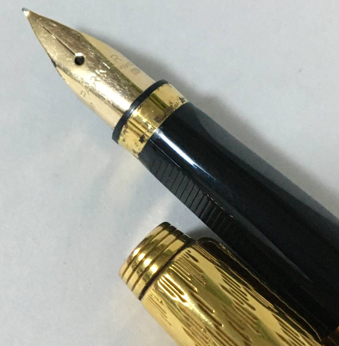 パーカー 75 万年筆 フラットトップ 20ミクロン 金張り ペン先 14K 