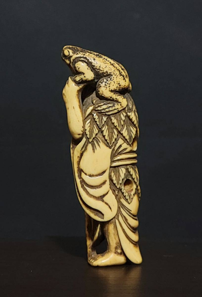 古美術柳 古根付 蝦蟇仙人根付 江戸時代