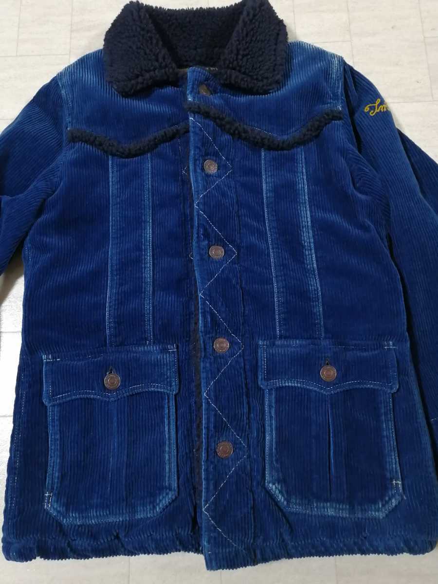 サイズ：M　TMTティーエムティー/INDIGO CORDUROY BOA LUNCH JACKETインディゴ コーデュロイ ボアランチコート/ロゴ刺繍 ランチジャケット