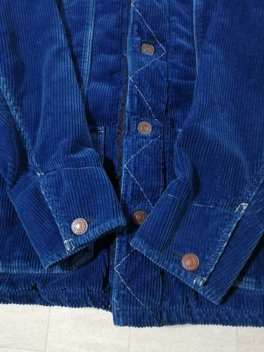 サイズ：M　TMTティーエムティー/INDIGO CORDUROY BOA LUNCH JACKETインディゴ コーデュロイ ボアランチコート/ロゴ刺繍 ランチジャケット