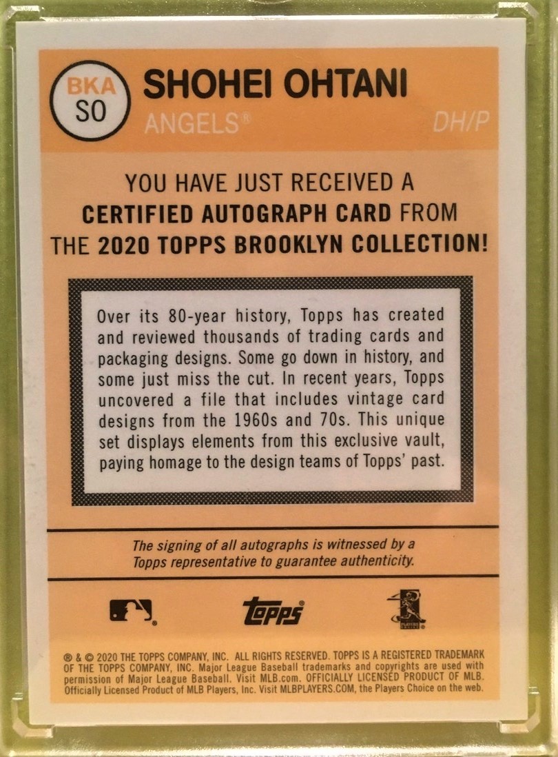 大谷翔平 10枚限定 直筆サインカード 2020 Topps Brooklyn Collection 