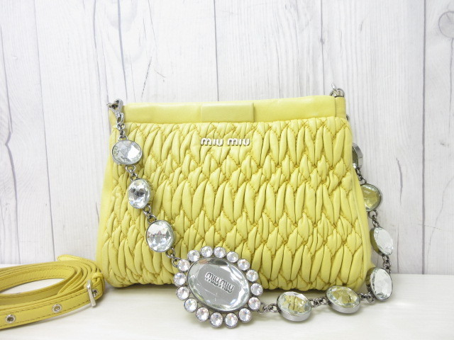 miumiu クラッチバッグ イエロー マテラッセ 3WAYショルダーバッグ