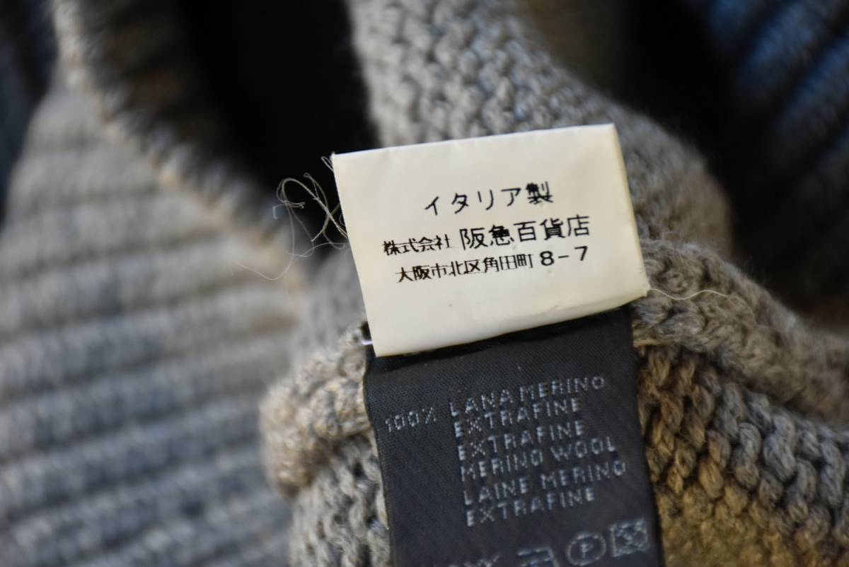 希少 イタリア製 美品 roberto collina ロベルトコリーナ ニット セーター リブ編み ハイネック モックネック ウール100% グレー イタリア製 collina roberto &frasl; イタリア高級ニット クルーネックニット