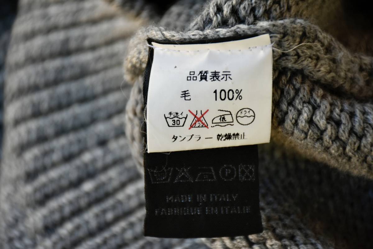 希少 イタリア製 美品 roberto collina ロベルトコリーナ ニット セーター リブ編み ハイネック モックネック ウール100% グレー イタリア製 collina roberto &frasl; イタリア高級ニット クルーネックニット