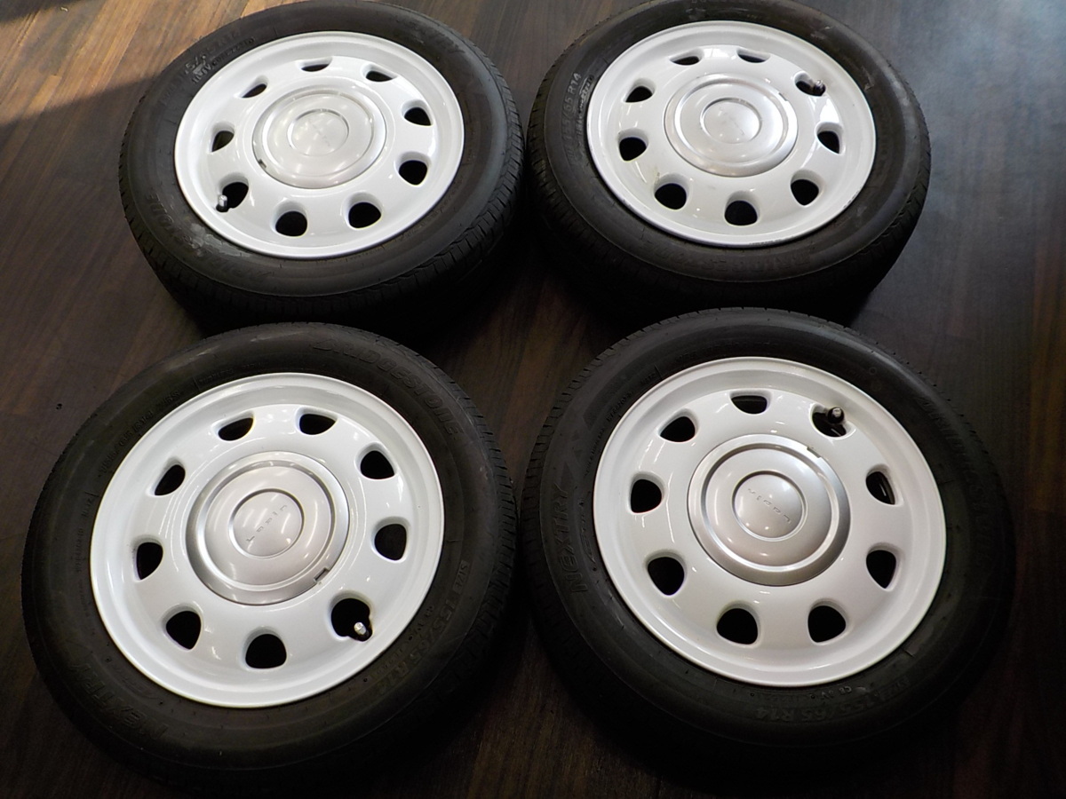 スズキ純正　155/65R14　4.5J+45　4H　100　ハブ54 +45 スズキ純正 4H タイヤ・ホイールセット 2025年製ミシュラン付 中古★送料無料