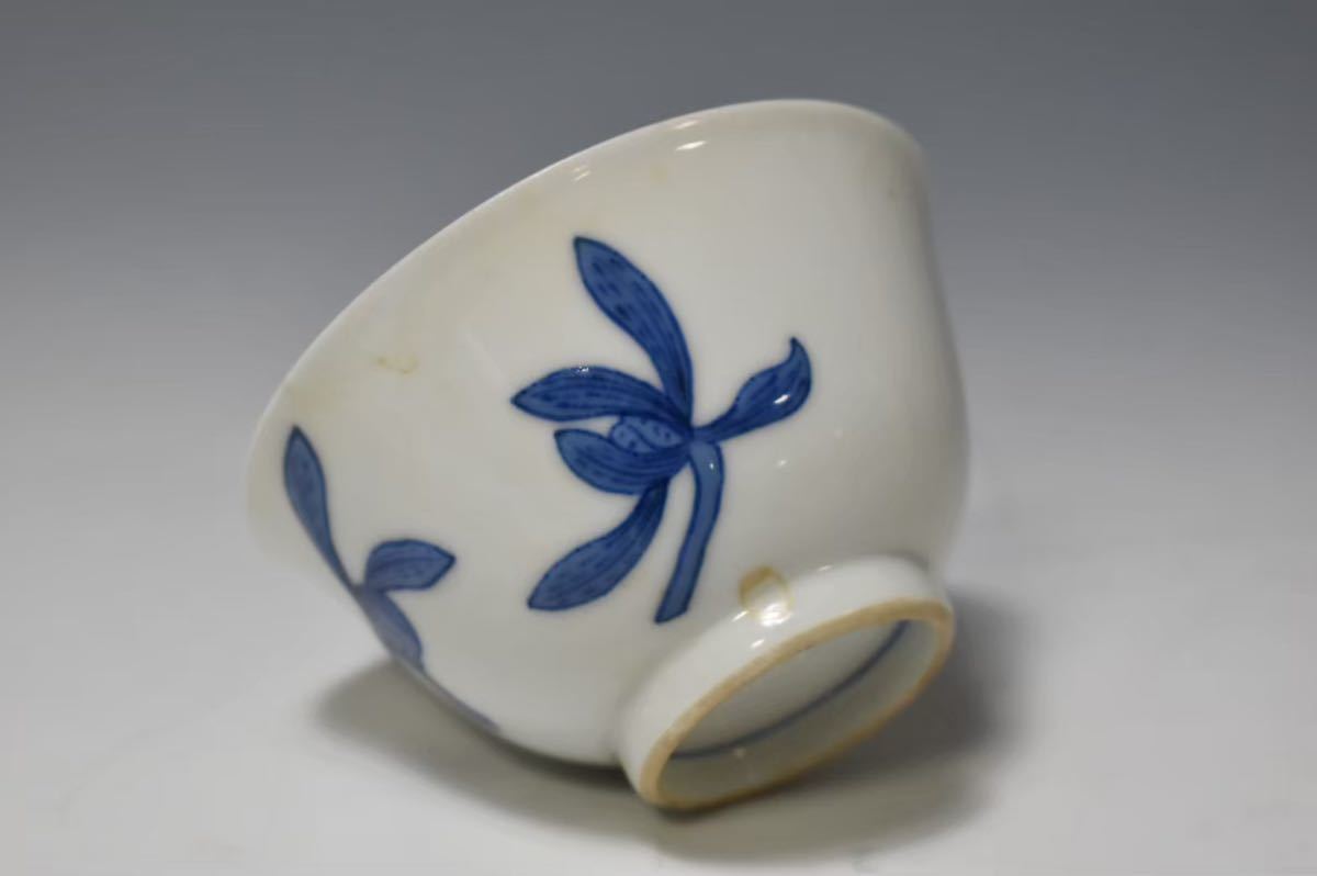 英】227 初代三浦竹泉作 青華煎茶碗5客 共箱 日本美術 京焼 茶道具