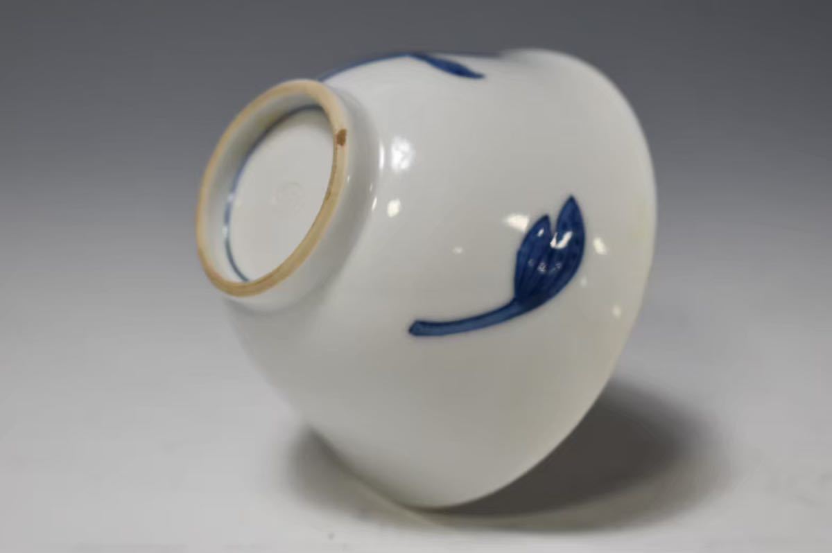 英】227 初代三浦竹泉作 青華煎茶碗5客 共箱 日本美術 京焼 茶道具