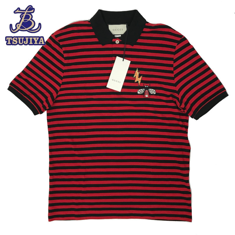 GUCCI グッチ ビー 蜂 ポロシャツ コットン ボーダー 545716 サイズL 