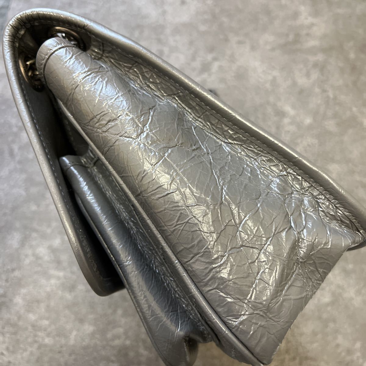 美品 格安 サンローラン パリ SAINT LAURENT ニキ グレー チェーン