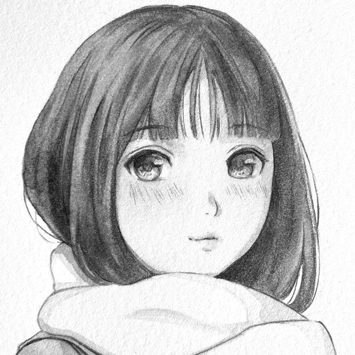 低価，限定SALE】 手描き イラスト 「Mono 561」A5サイズ 148mm×210mm