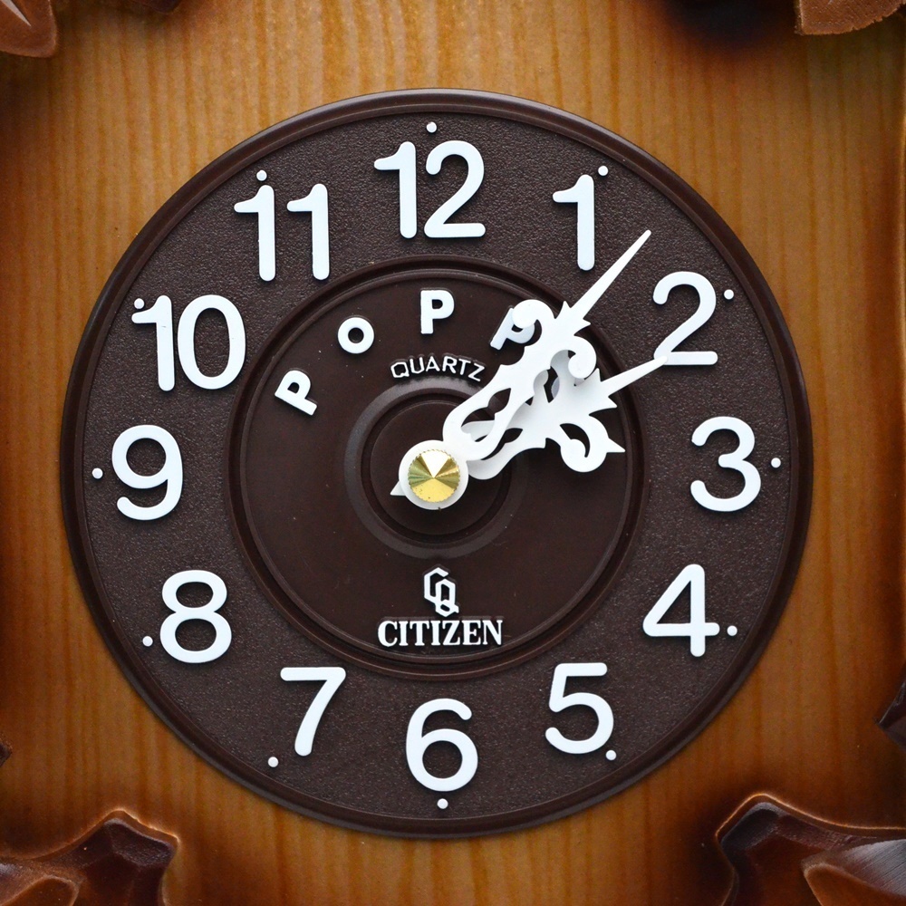 レトロ ほぼ未使用 CITIZEN クオーツポッポ 電池ハト時計 掛け時計 QP