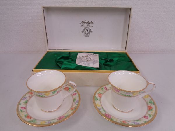 未使用 noritake 4471 碗皿ペアーセット ティーカップ ソーサー 2客 箱付き / ノリタケ ボーンチャイナ カップ ペア レトロ あ638a