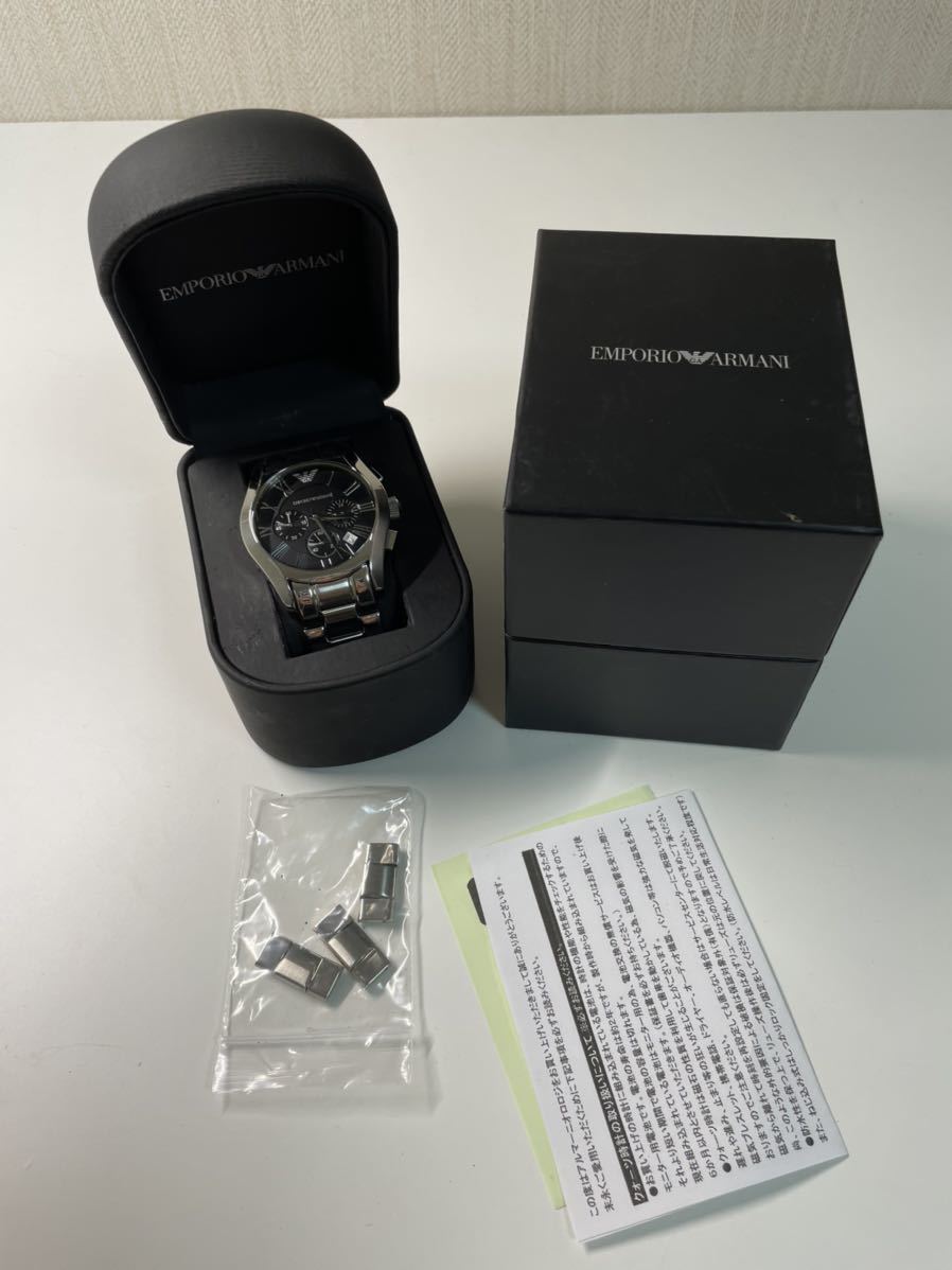 稼働品 EMPORIO ARMANI エンポリオアルマーニ クロノグラフ クォーツ 