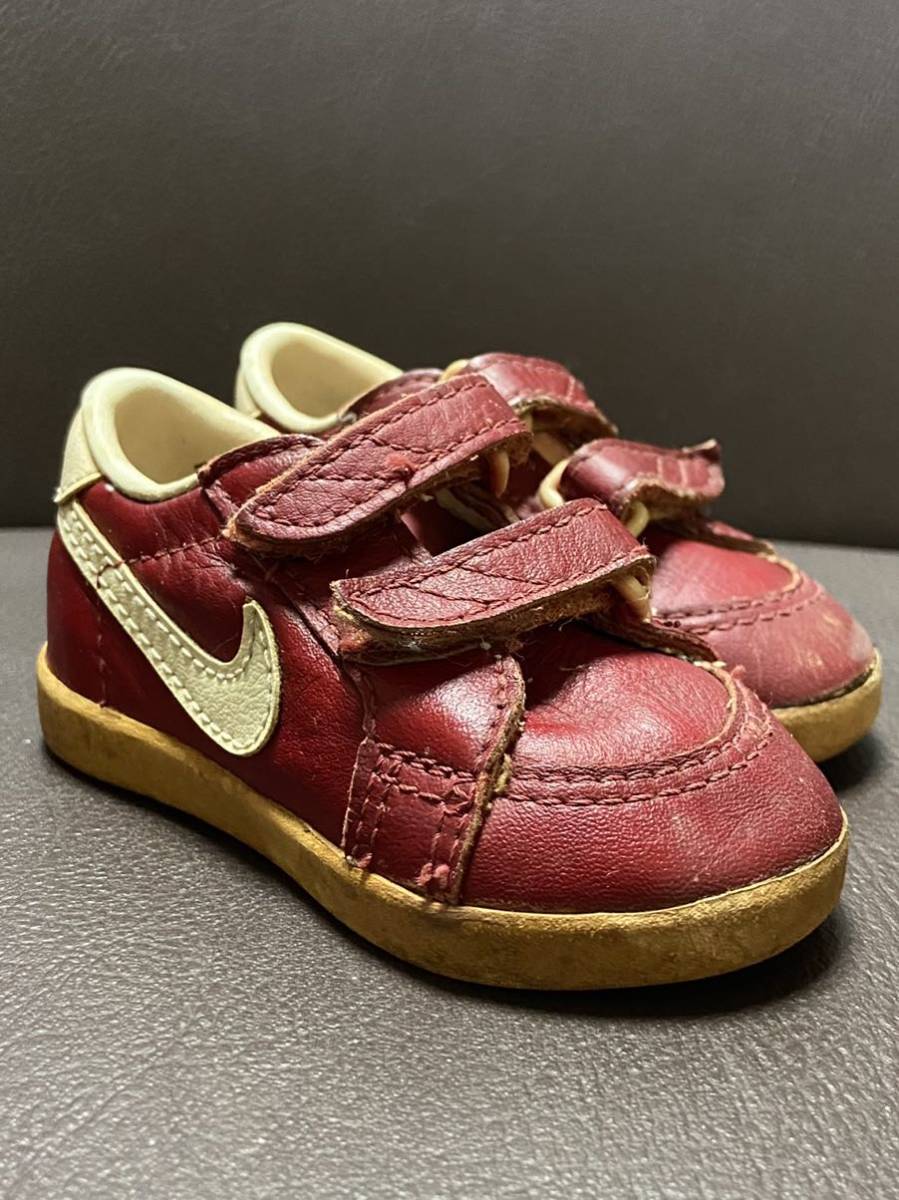 ナイキ NIKE ベビーNIKE スニーカー 本皮革 赤/白 子供用 40年前 昭和 