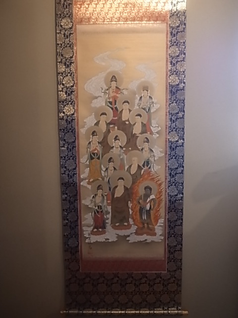 掛軸 日本画 仏画 十三佛 松井翔雲 真作 絹本 共箱 1920×600mm 本紙