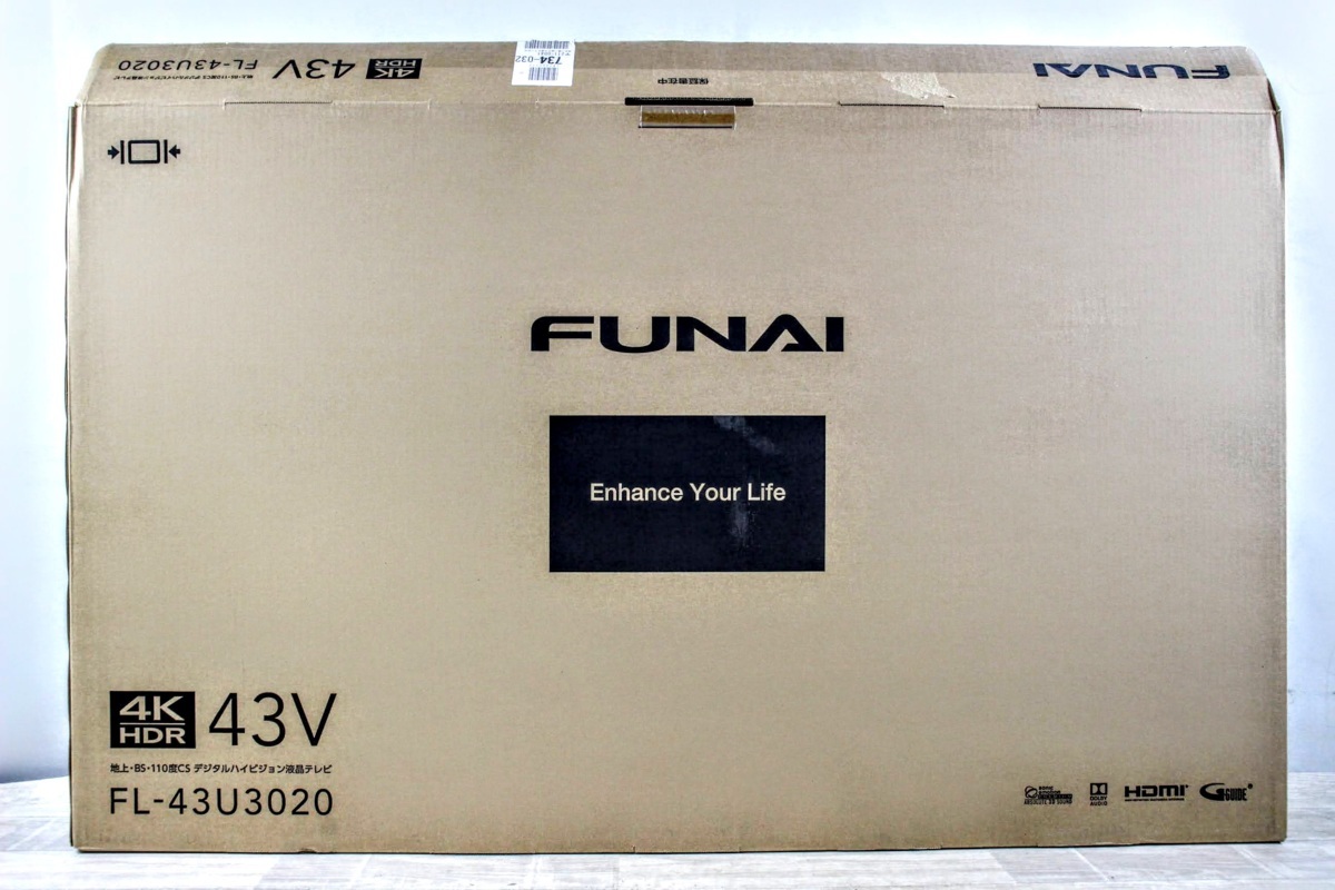 No.532 FUNAI FL-43U3020 43インチ 液晶テレビ 20年製 リモコン・箱