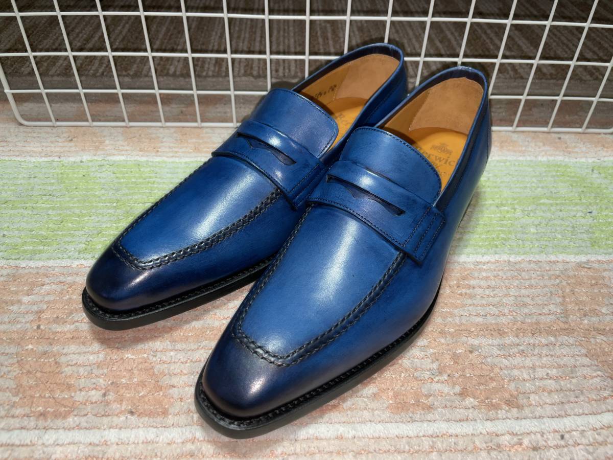 Berwick ローファー 8.5 3274 AZUL ブルー Uチップ 革底 81/2 SICALF 