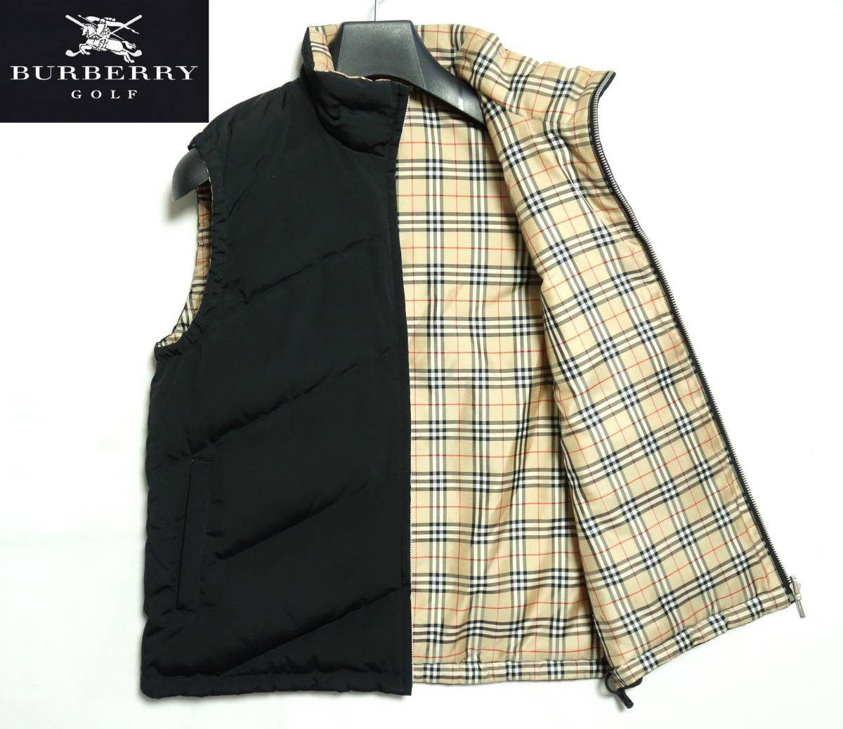 即決□BURBERRY GOLF バーバリーゴルフ リバーシブル ダウンベスト