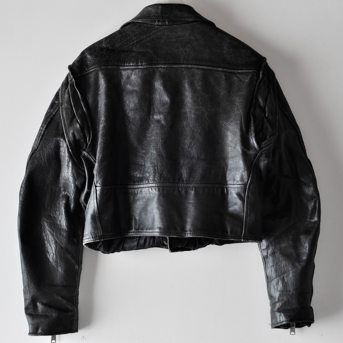 80s echtes leder ダメージ レザー ライダースジャケット ブラック 