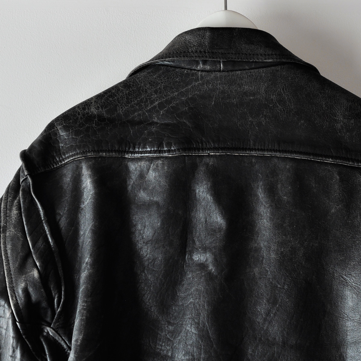 80s echtes leder ダメージ レザー ライダースジャケット ブラック 