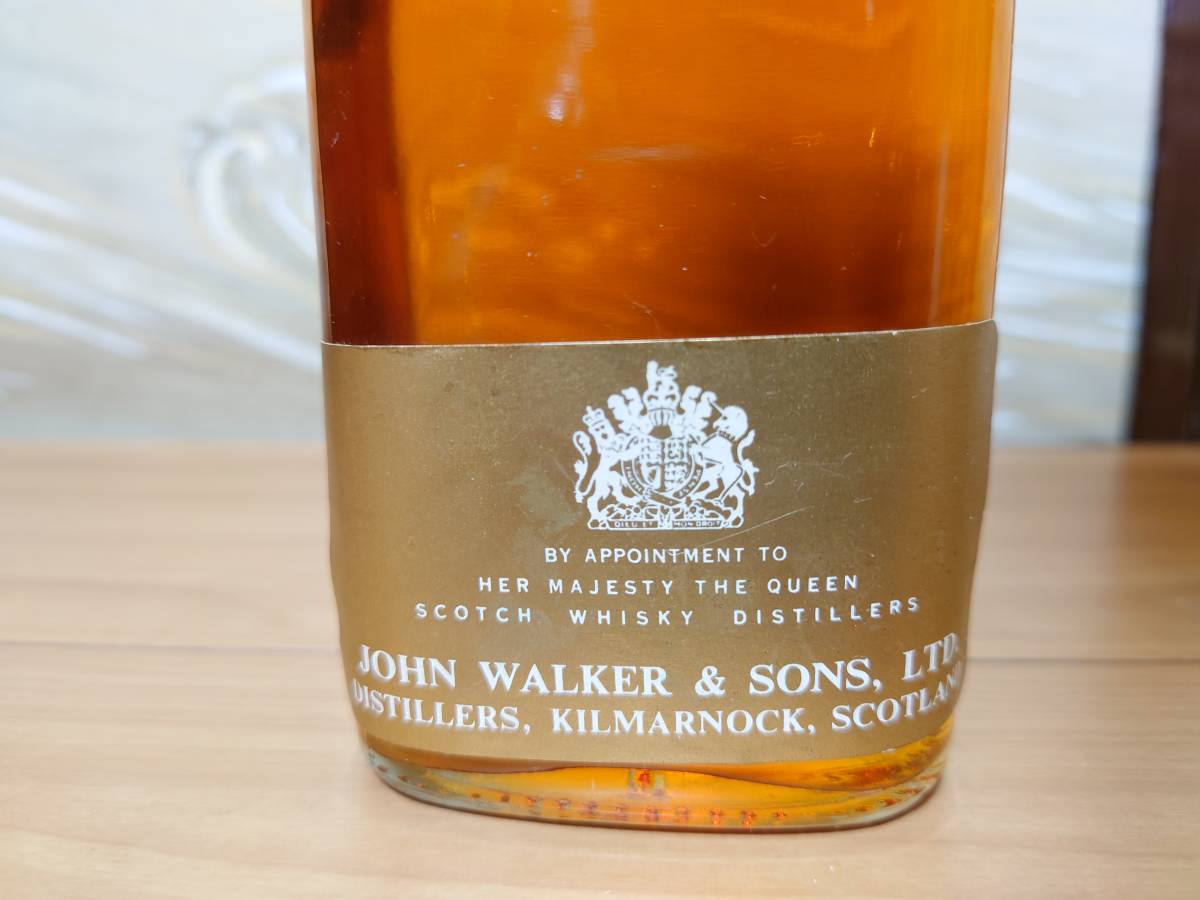 レア　希少　４３．４％　 ジョニーウォーカー　ブラックラベル　金キャップ　白紋章 Johnny Walker ジョニーウォーカー 黒ラベル 金キャップ 白紋章 70年代