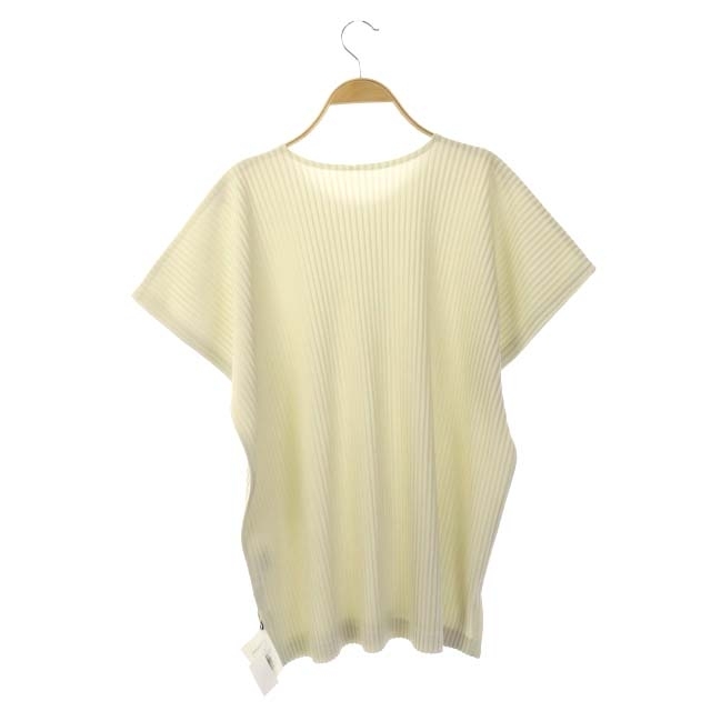 オムプリッセイッセイミヤケ HOMME PLISSE ISSEY MIYAKE カットソー プリーツ 半袖 チュニック 2 オフホワイト /AO ■OS レディース