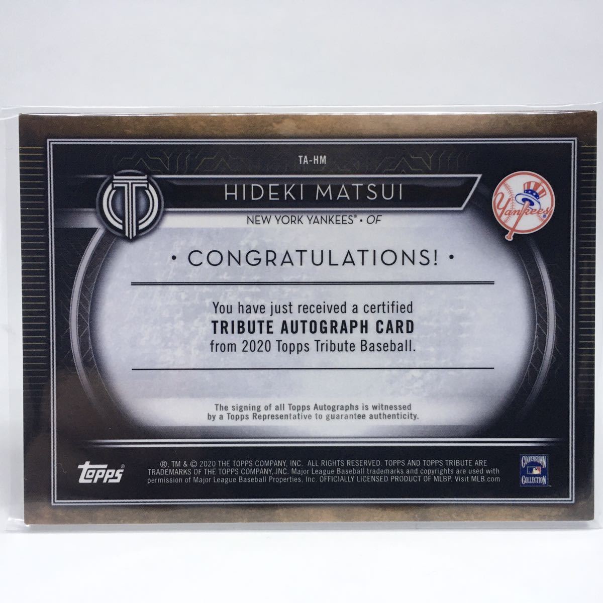 1円スタート☆限定40枚☆直筆サイン☆松井秀喜☆ 2020 Topps Tribute 