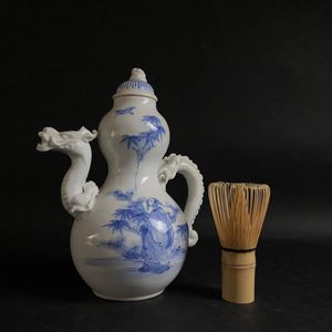 茶道具 水次（水差、水注） 白磁陽刻 雲龍鳳凰紋 かるい