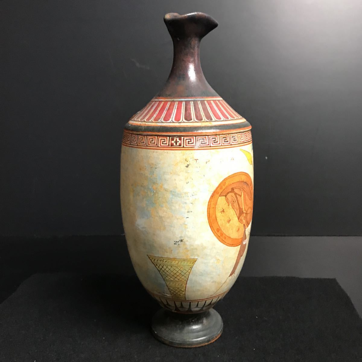 BY636] ギリシャ彩陶 ハンドペインティング 壺 飾り壺 高さ約30cm 水瓶 