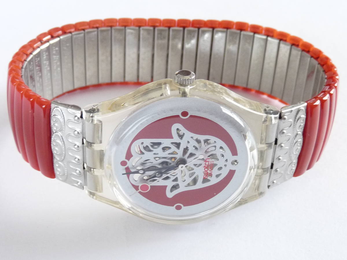 未使用電池交換済 稼働中 スウォッチ Swatch 1996年モデル 蛇腹ベルト 