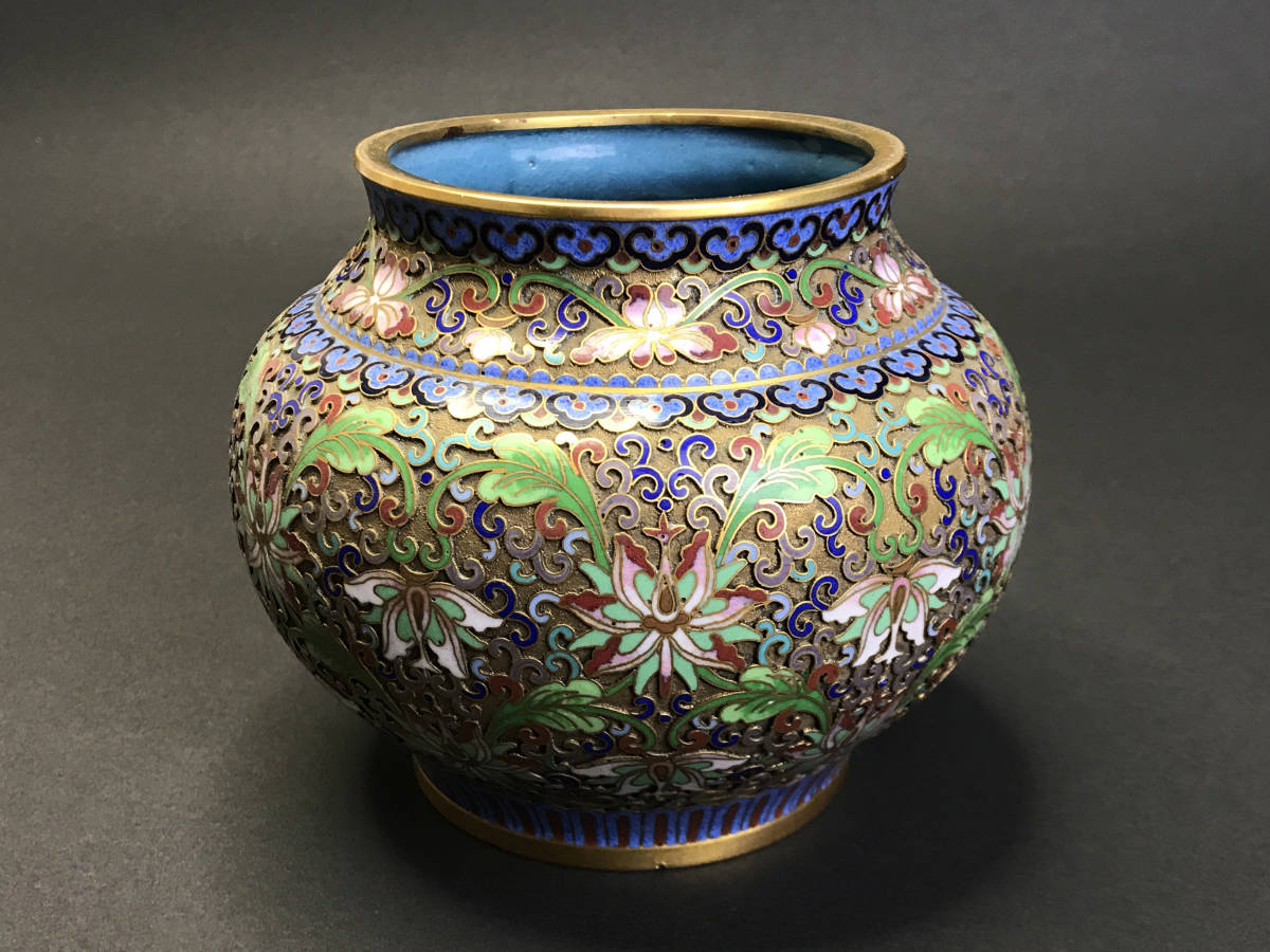 中国七宝焼 景泰藍 蓋物 壺 花瓶 時代物 (銅製)｜売買された