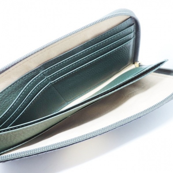 ATAO(アタオ) 長財布 - ダークグリーン L字ファスナー 美品】ATAO アタオ 長財布 Wallet L字ファスナー リモ エナメル