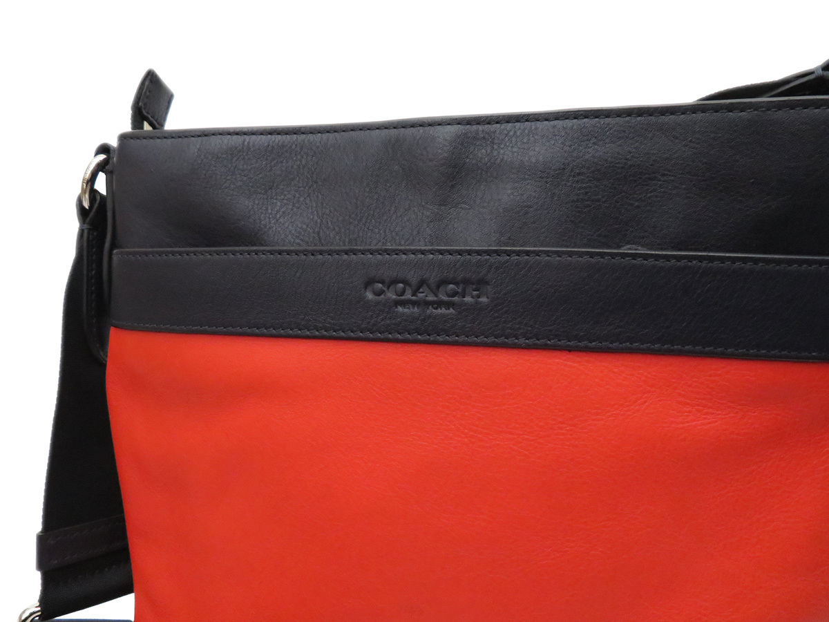 5663 美品 COACH コーチ バイカラー 本革 オールレザー メンズ 