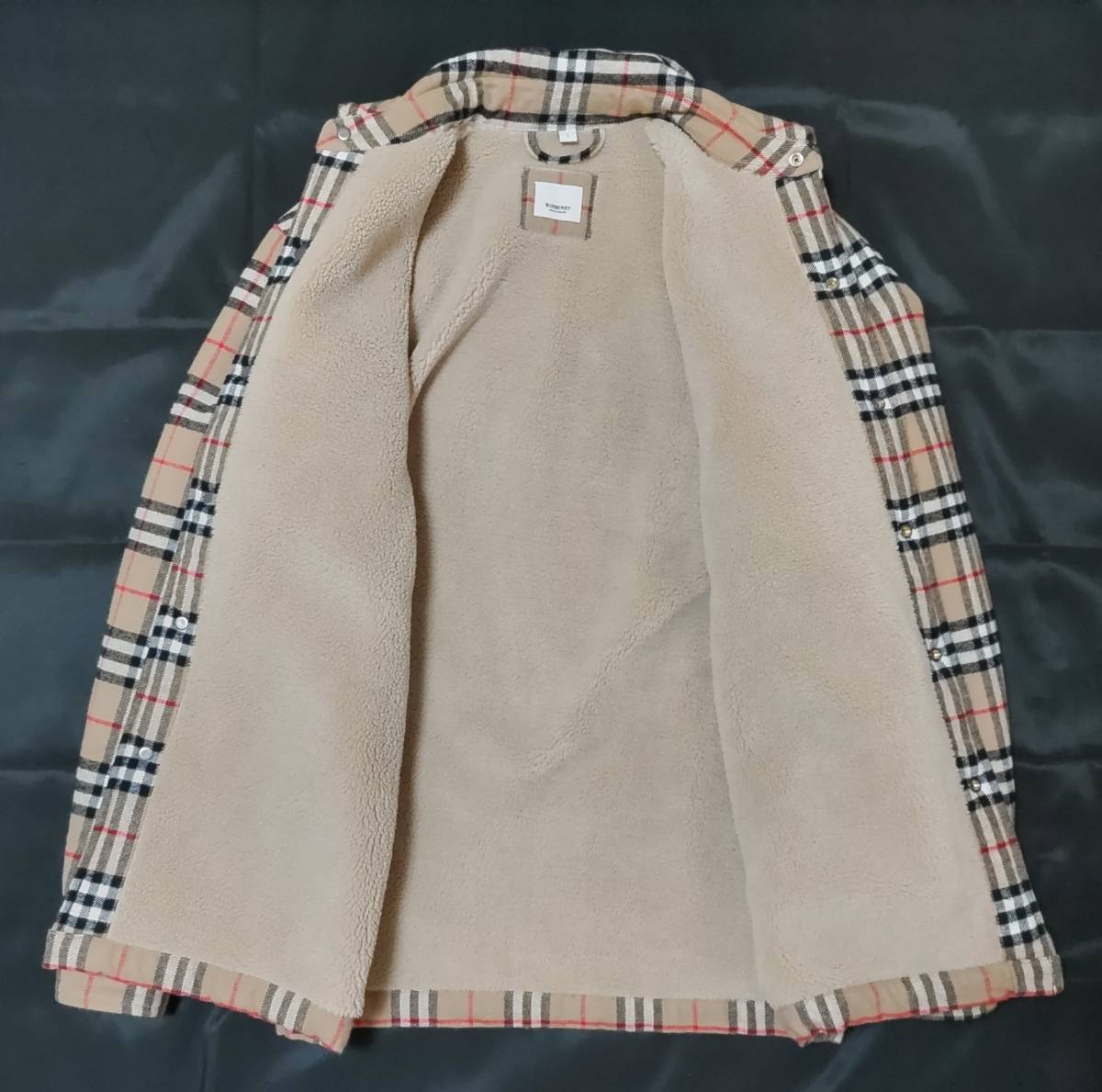 BURBERRY ボア タータンチェック シャツ ジャケット オーバーサイズ 