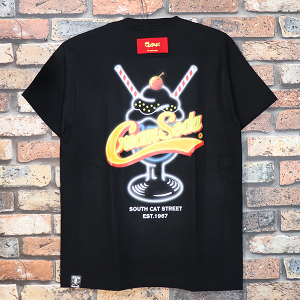 XL】CREAM SODA クリームソーダ CSネオンストローTシャツ BLACK PD22T 