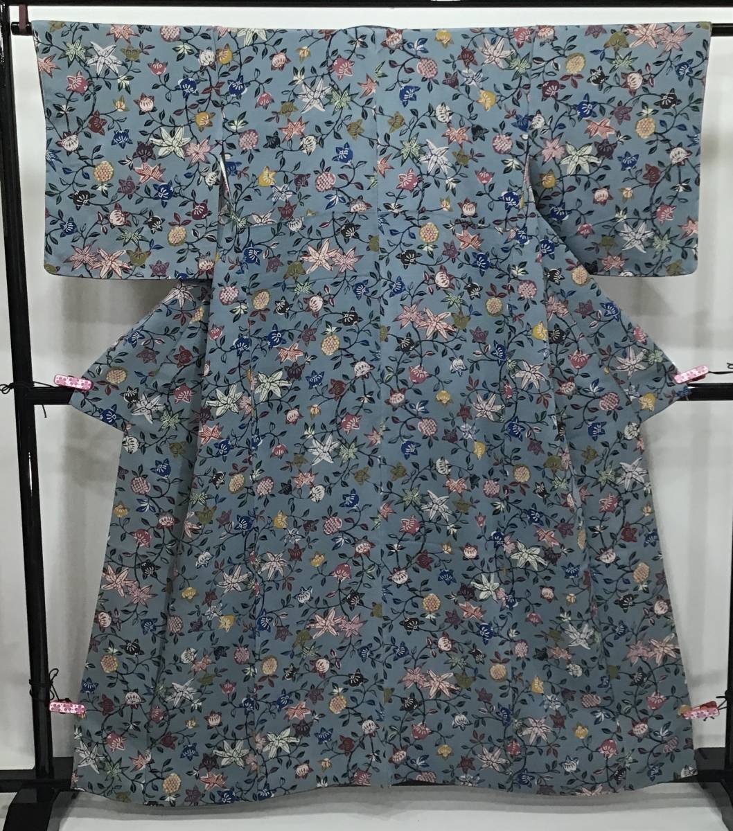 数量限定，低価 445 地色青がさわやか 紅型小紋 伝統柄 袷 ちりめん 正絹#445(仕立て上がり)｜売買されたオークション情報、yahooの商品情報をアーカイブ公開 - オークファン 仕立て上がり