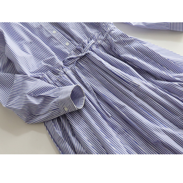 レイビームス Ray BEAMS ☆タグ紐付き美品♪ストライプ柄ギャザー 