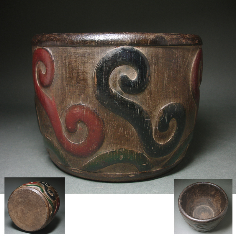 楽久希】古竹 茶合 漢文花刻 在銘 煤竹 老竹 茶量 茶則 仙煤 茶道具