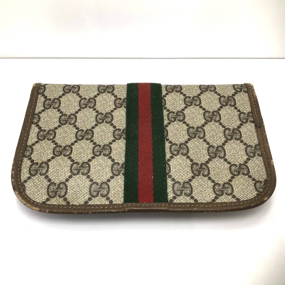 グッチ GUCCI オールドグッチ GG シェリーライン PVC×レザー ポーチ 