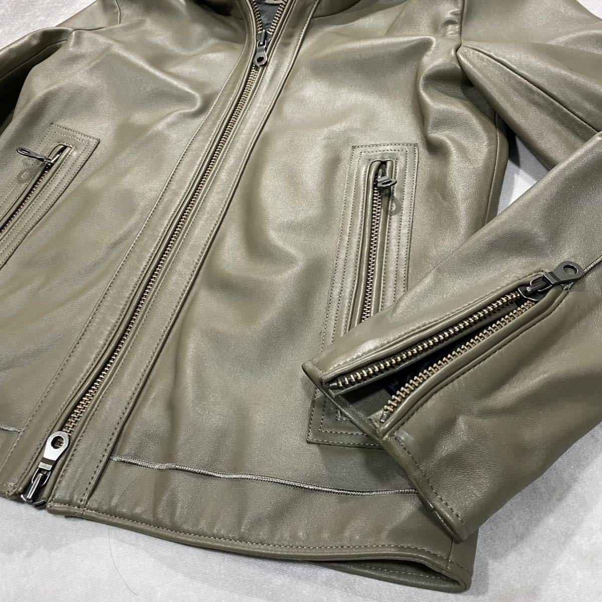 み*み様 TETE HOMME テットオム 羊革 レザーパーカー ダブルジッパー テットオム/TETE HOMME】レザーパーカー ジャケット ブルゾン (XL) 羊