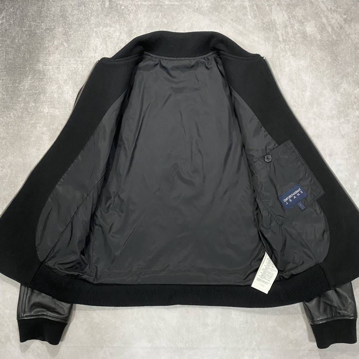 アルマーニ/EMPORIO ARMANI】スタジャン レザー切替えブルゾン 
