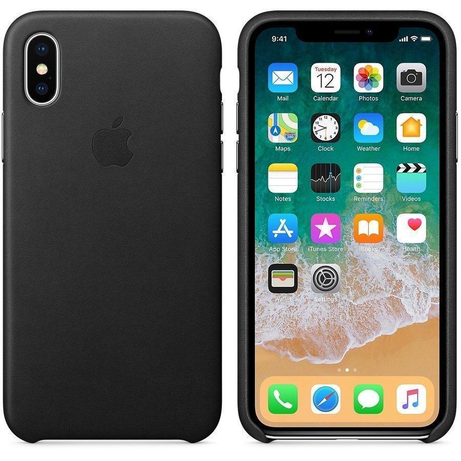 iPhone Apple 純正 - ブラック X レザーケース アップル XS レザー XSMax iPhoneX 正規品 apple Max 純正品