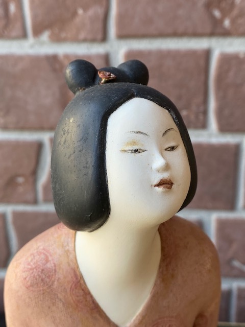 逸品 貴重 希少 人間国宝 市橋とし子 桐塑人形 ガラスケース付【東京 