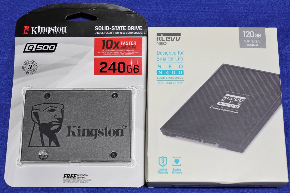 キングストン SSD Q500 240GBとKLEVV 120GB 2台セット SSD Q500