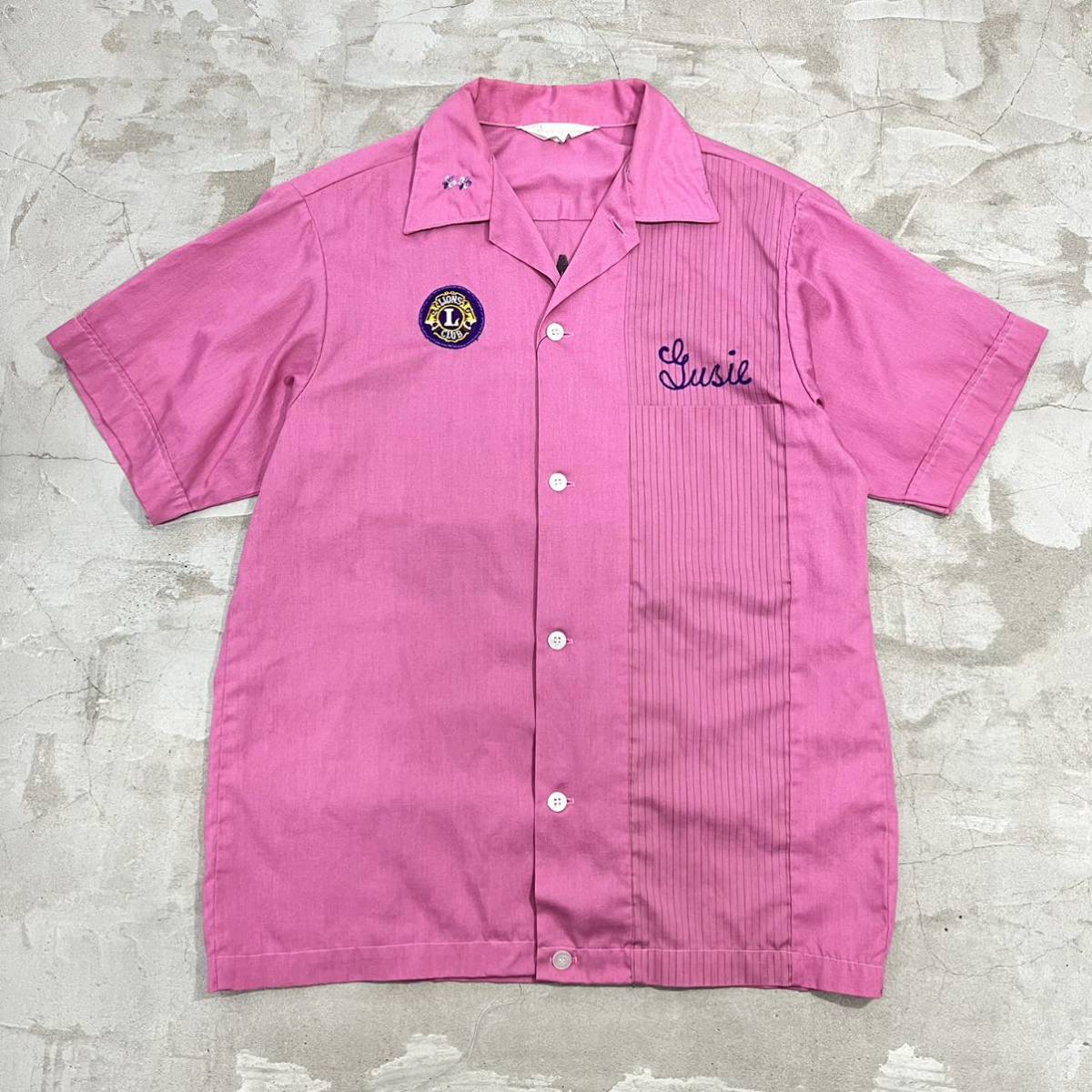 50's NAT NAST ボーリングシャツ ヴィンテージ レーヨン ピンク 50's NAT NAST ボーリングシャツ ヴィンテージ レーヨン ピンク 50s