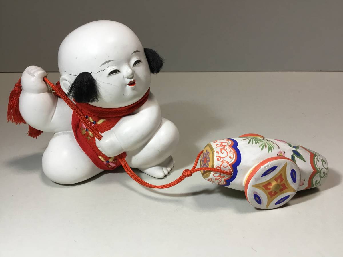 ◆古い御所人形 / ぶりぶり曳き◆傷みあり 御殿玩具 伝統工芸 桐塑 雛人形 五月人形 五節句 室礼