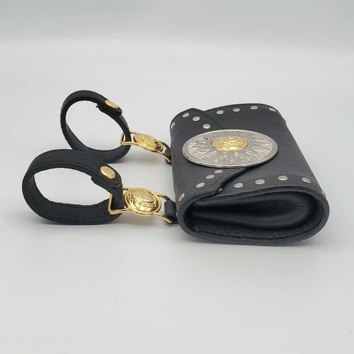 B 　ジャンニヴェルサーチ　メデユーサ　スタッズ 　ウエストポーチ 1円 美品 GIANNI VERSACE ジャンニ ヴェルサーチ スタッズ ウエスト